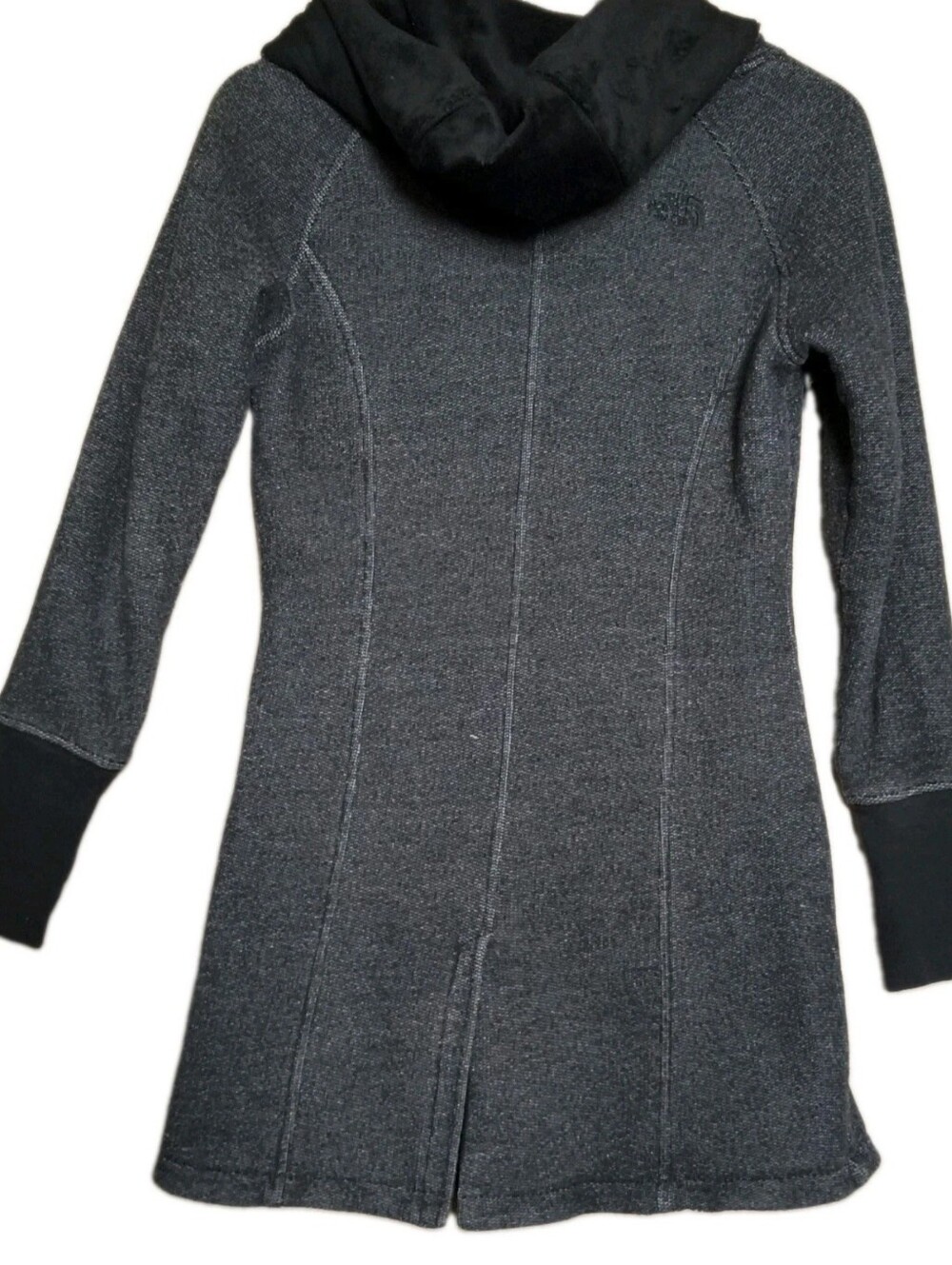 The North Face Women’s Gray Hooded Snap Jacket Lined Slim Mid-Length Sz S - Picture 2 of 13